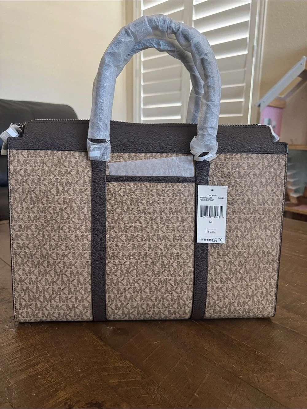 Michael Kors Cooper Husk Signature Briefcase with Detachable Strap